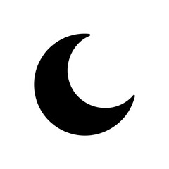 Simple crescent moon shape in black color on transparent background silhouette
