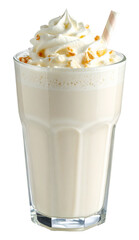 vanilla ice cream frappe with whipped cream and crumbs isolated on white background