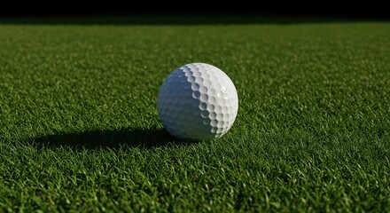 Golf Ball in Green Field: A crisp and clear shot of a golf ball resting gracefully on a bed of lush green grass. The scene evokes a sense of precision, the outdoors.