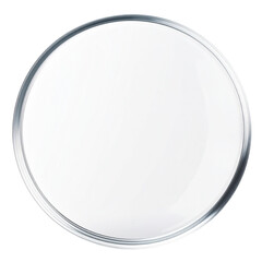 top view of transparent glass in circle shaped isolated on white background