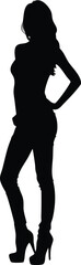 Silhouette of Confident Woman in High Heels with Fashionable Pose