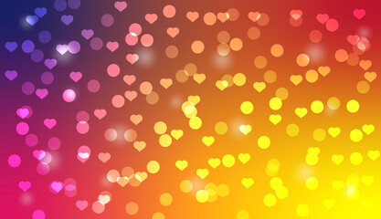 Vivid Heart Bokeh Background – Multicolor Gradient Love Glow. abstract colorful background