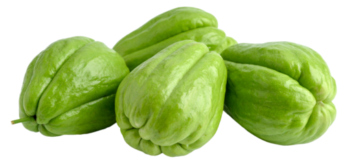 four green chayote isolated on white background
