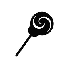 Simple black and white lollipop drawing on transparent background silhouette