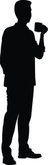 Male Professional Holding Camcorder Black Silhouette Vector Graphic
