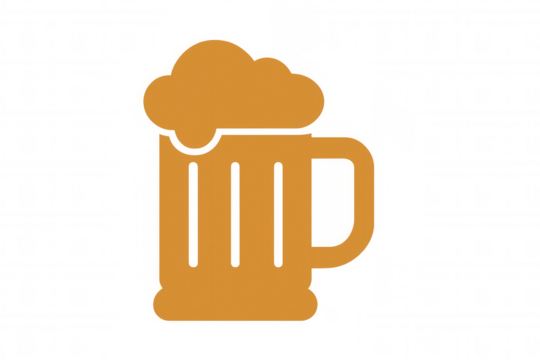 Beer mug icon displaying a frothy ale beverage, perfect for pub, bar, or restaurant menus and branding logos