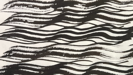 A hand-drawn wave illustration with a brush, brush-drawn rough lines, brush-drawn drawing