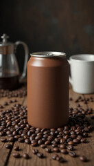 Enjoying premium coffee in a can with fresh roasted beans and a warm brew, a perfect start to the day, or an afternoon pick me up