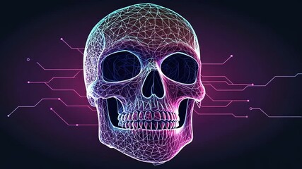 Digital Skull with Circuitry - A Futuristic Cyberpunk Concept. - Powered by Adobe