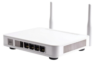 wireless network router with antenna isolated on white background