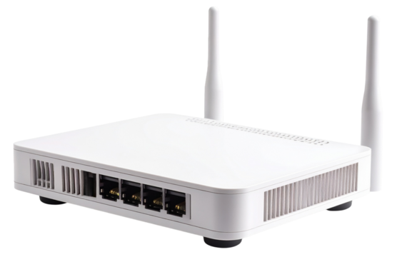 wireless network router with antenna isolated on white background