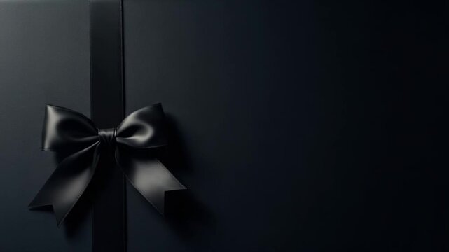 Elegant black ribbon and bow on a dark background
