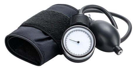 blood pressure gauge in black color isolated on white background