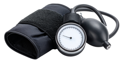 blood pressure gauge in black color isolated on white background