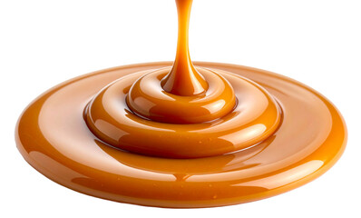 caramel sauce drip isolated on white background