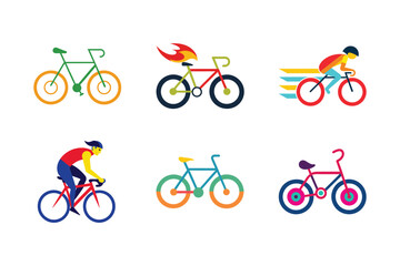 Naklejka premium Cycling Racing Set Colorful Vector Art Design