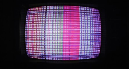 Distorted color interference on vintage TV screen