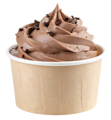 chocolate ice cream cup with chocolate crumbs isolated on white background