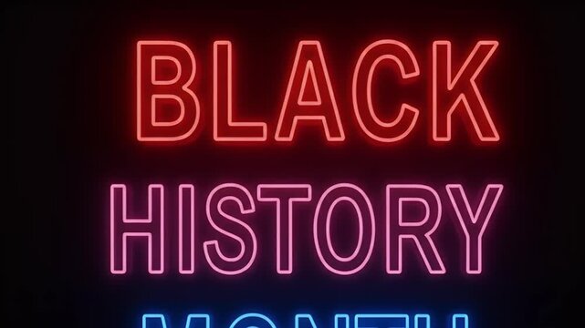Black History Month Neon Text Animation Realistic Background