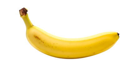 Ripe yellow banana isolated on transparent background, a nutritious fruit rich in potassium, fiber, and vitamins, a healthy snack for energy