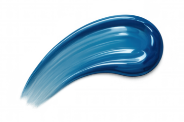 Blue paint cosmetic smear, glossy acrylic beauty product swatch, liquid cream texture isolated on transparent background