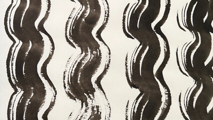 abstract painting drawn with a brush, rough lines drawn with ink and brush, drawing of rough lines painted with a brush