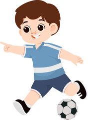 Cartoon Boy Playing Soccer Illustration