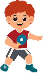 Cartoon Boy Playing Table Tennis