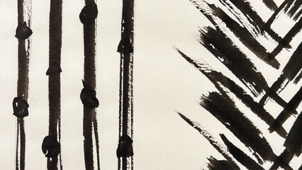 abstract painting drawn with a brush, rough lines drawn with ink and brush, drawing of rough lines painted with a brush