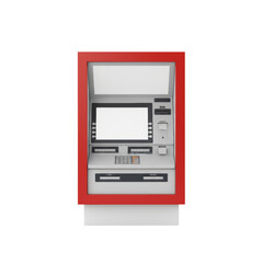 Automated Teller Machine Rendering with a Vibrant Red Frame Displaying Technological Access