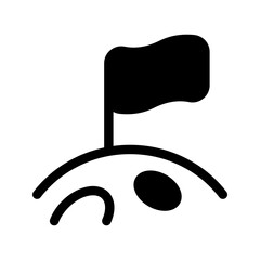 Flag In Moon Icon Vector Symbol Design Illustration