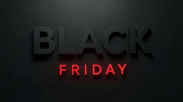 Black friday sale text with red neon glow on dark background