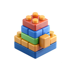 Colorful Toy Blocks Pyramid Construction Set for Early Education Creative Play Stacking Building Blocks in Various Colors and Shapes Isolated on White Background Promoting Development