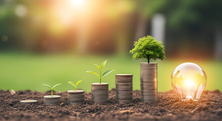 Growing wealth and bright ideas, symbolizing investment success and innovation