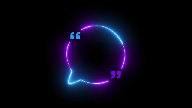 Seamless loop animated speech bubble with four tone neon color 4K video motion graphic isolated on transparent background. Futuristic light effect for overlay element. Empty copy space.