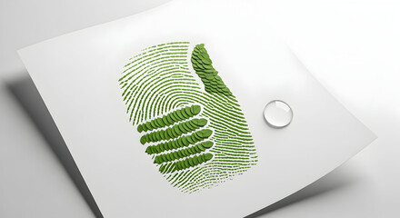 Green fingerprint with leaves symbolizes eco-friendly identity and sustainability