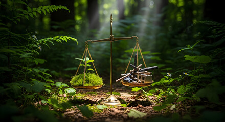 Balancing nature's growth against industrial waste in a forest setting