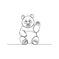 Panda head line art vector