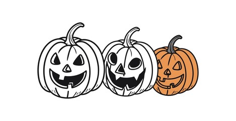 Pumpkin simple flat color icons Halloween vector set