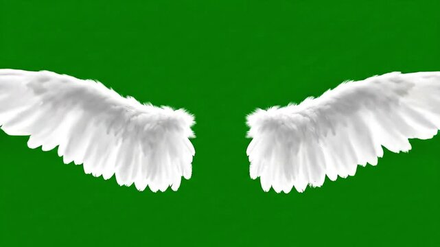 white angel wings on green background