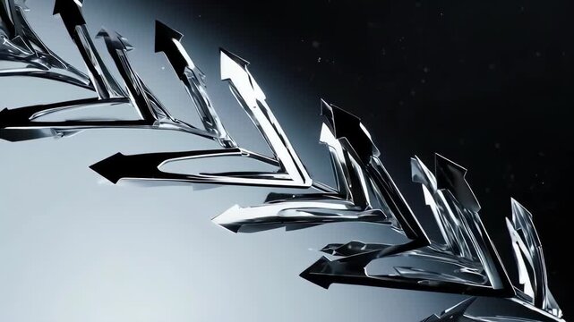 Abstract artwork of mirrored arrow-like objects in an ethereal background