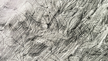 small ivy leaves drawn with pencil, leaf veins drawn with pencil, pencil drawing background material