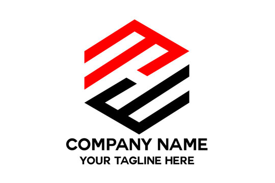 black and red hexagonal letter m