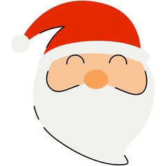 Santa claus face with beard and red hat