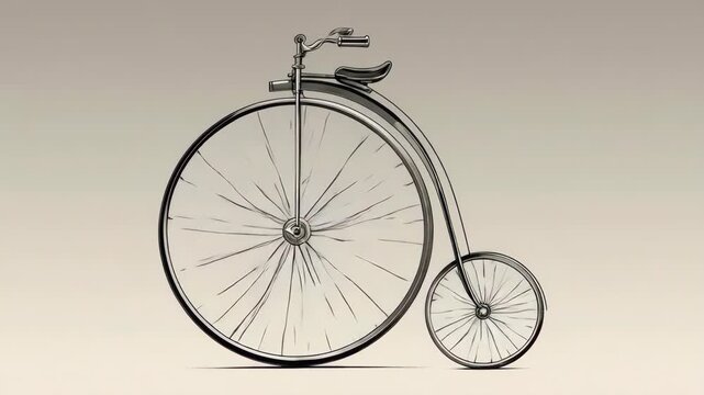 A stylized penny-farthing bicycle on a gradient background