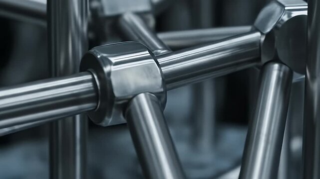 Close Up Realistic Metal Structure With Hexagonal Nuts and Bolts