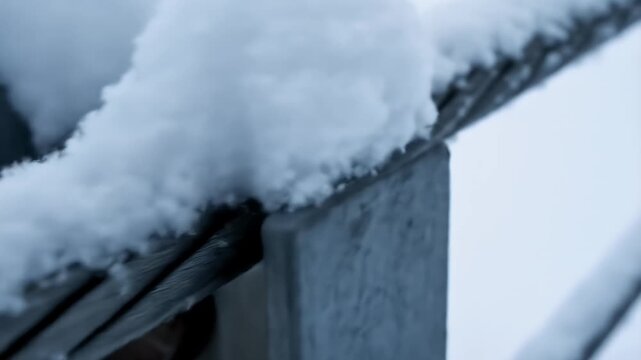 Close Up Realistic Snowy Metal Cable Detailed Texture Winter Outdoor