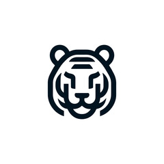 Minimalist Tiger Head Logo Concept with Bold Linear