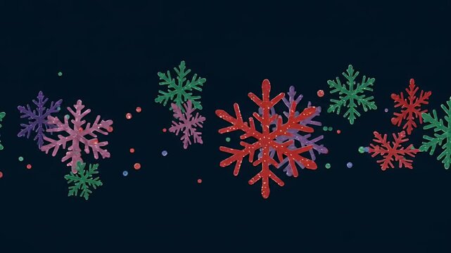 Colorful Snowflakes Falling Gentle Abstract Background Seamless Loop