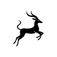 Obraz premium Silhouette of a deer jumping in the air on transparent background